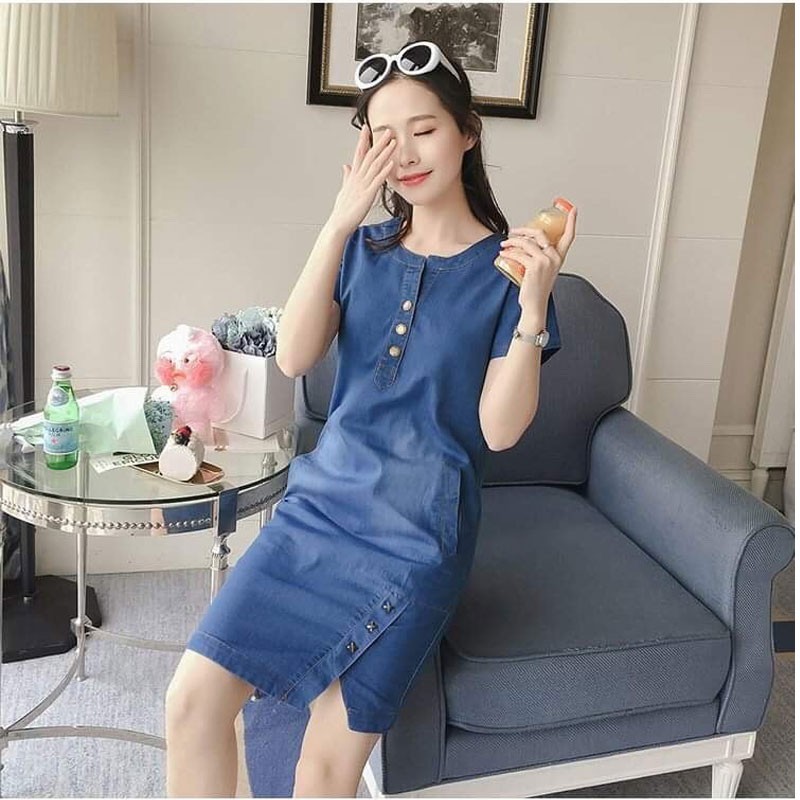 ĐẦM JEAN SUÔNG XẺ TÀ ĐÍNH 3 NGÔI SAO
